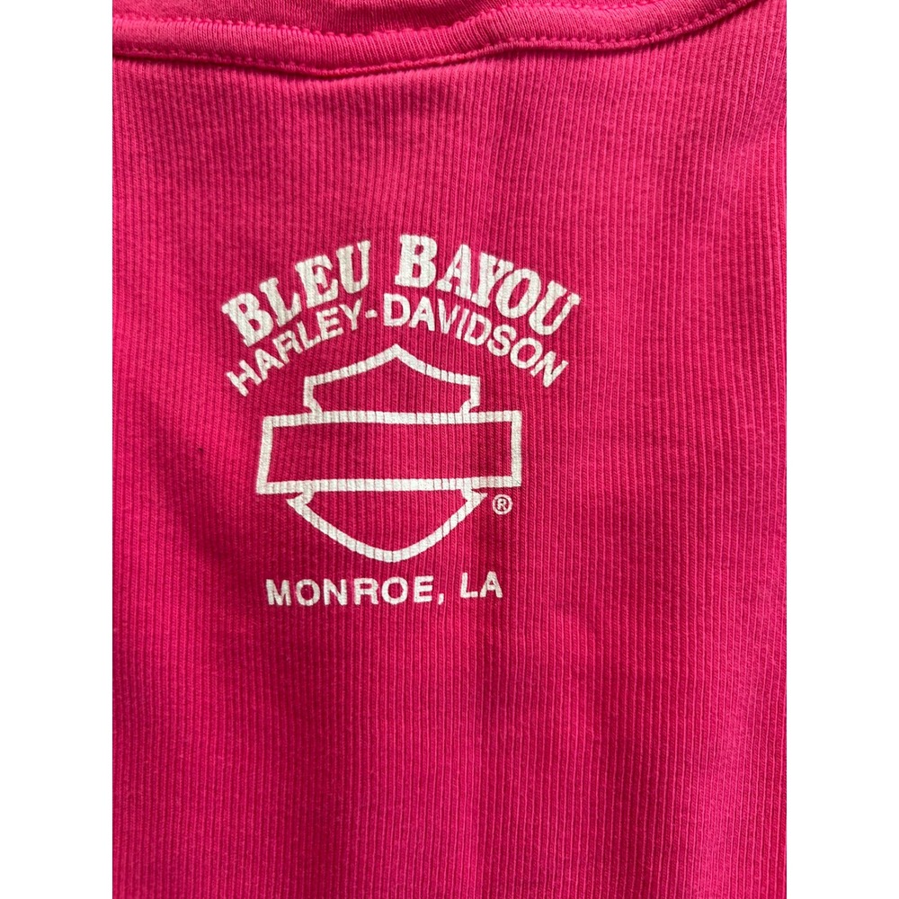 Harley-Davidson Vintage 2006 Ribbed Tank Top Hot Pink Bleu Bayou Monroe LA L - Picture 4 of 7